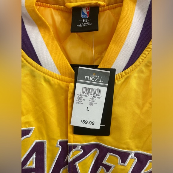 Rue21 NBA Los Angeles Yellow/Purple Retro Classic Rib Satin Jacket Sz(L) - Picture 3 of 4